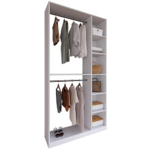 (White) Wood open closet walk-in clothes rack closet clothes rod Palosa XL