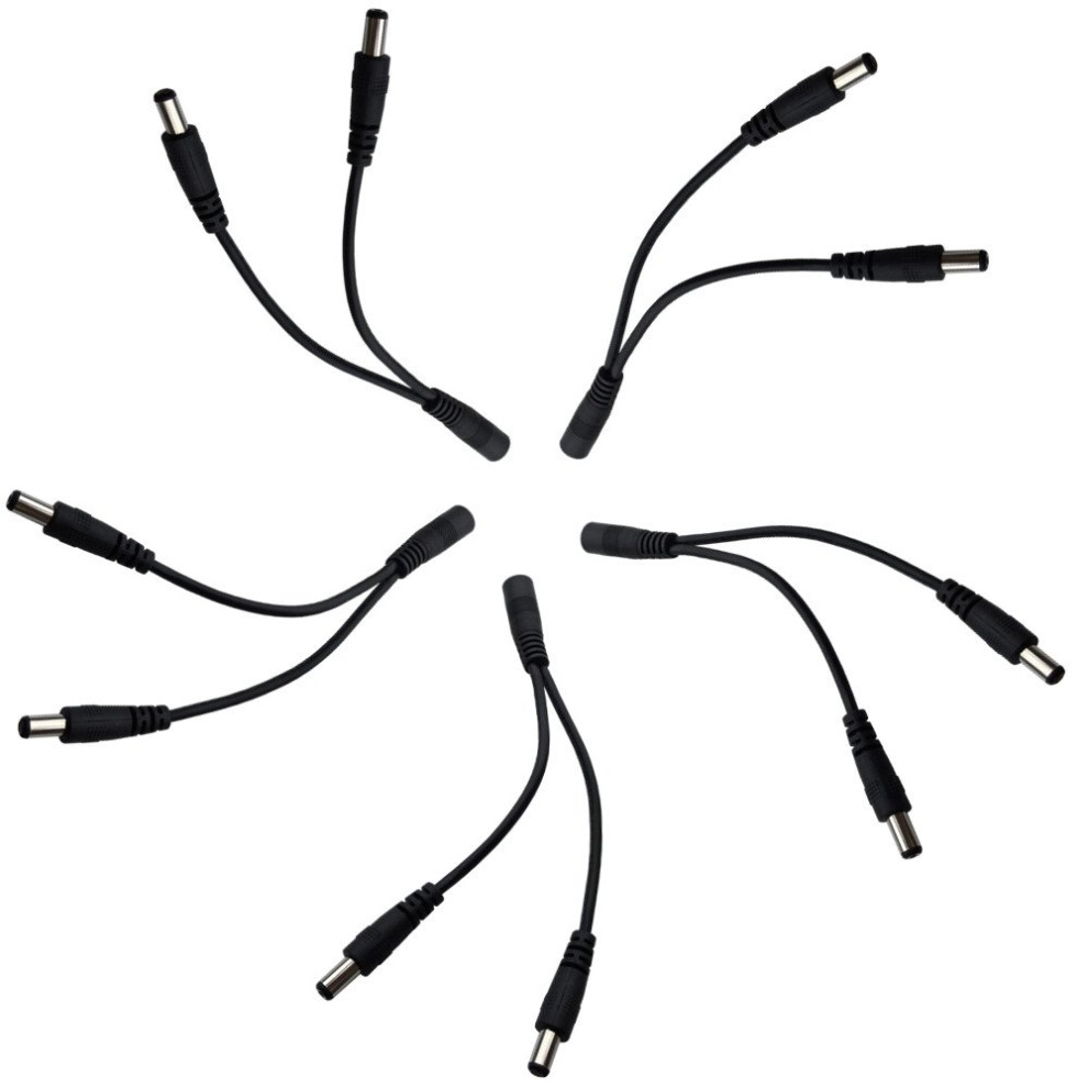 5Pcs Dc Power Splitter Cable 5.5Mm X 2.1Mm 1 Female To 2 Male For Cctv Led 9169991263649