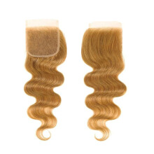 Human Hair Lace Closure 4x4 HD Brazilian Body Wave 12 Inch PrePlucked with Baby Hair #27