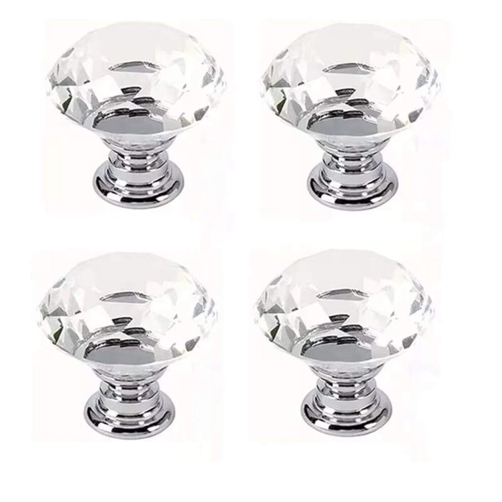 30Mm Diamond Crystal Cabinet Knobs Glass Drawer Pulls For Kitchen And Wardrobe 4Pcs 9771547240273