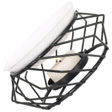 Essential Oil Burner with Geometric Metal Frame and Ceramic Dish Tea Light Candle Holder Black