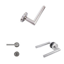Door Lever Lock Matte Black Steel Interior Handle Set with Key for Privacy Protection