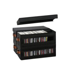 4 Pack Stackable CD Storage Box with Clear Window Lid, Large Capacity Oxford Fabric CD Case Holder