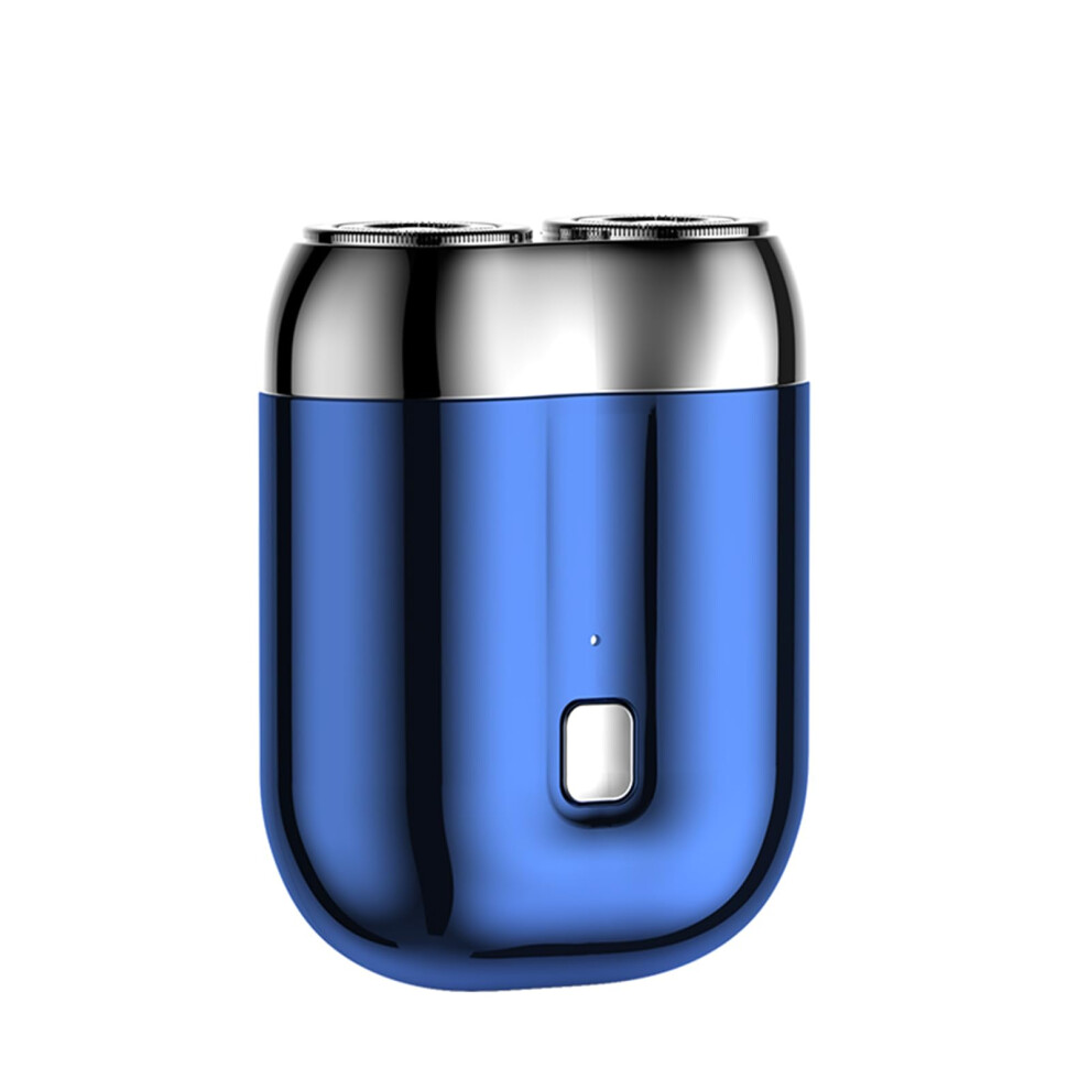 Blue Electric Shaver Dualhead Usb Rechargeable Waterproof Razor For Travel Compact