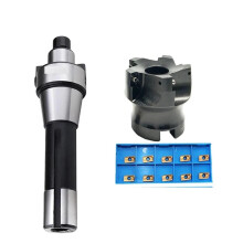 R8 FMB22 Face Milling Cutter Set with BAP300R Head and 10 Carbide Inserts for Precision Cutting