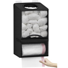 Plastic Bag Holder with Dispenser, Extra Large Wall Mount Grocery Bag Organizer for Kitchen, Black