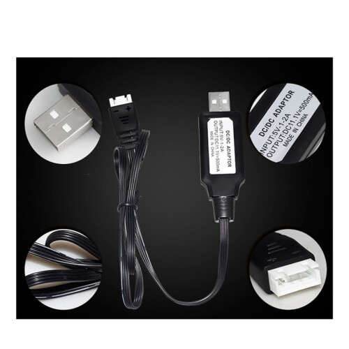 11.1V Lithium Battery Charger Current 500MA with Overcharge Protection Indicator USB Charging Cable 1