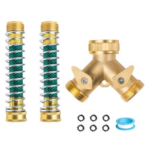 Hose Splitter 2 Way Heavy Duty 3/4Inch Brass 2 Way Garden Hose Connector, Y Hose Splitter for Outdor Spigot Splitter