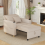 (Beige) YODOLLA Single Sofa Bed 3-in-1 Sleeper Chair Bed 4