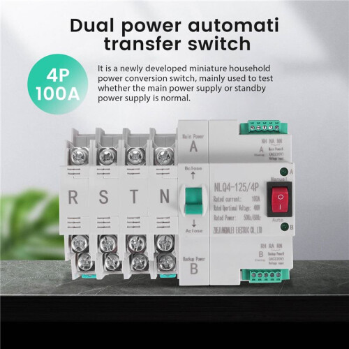 Interruptor de TransferêNcia AutomáTica de PotêNcia Dupla Tipo MCB 4P 100A ATS Interruptor EléTrico 2