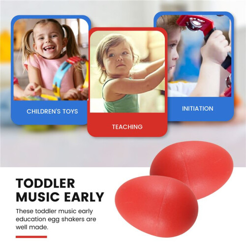 1 Pair Plastic Percussion Musical Egg Maracas Shakers red 2