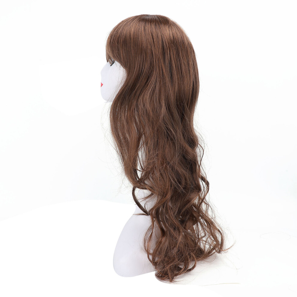 Long Wavy Light Brown Synthetic Wig Breathable High Temp Fiber Elegant Fluffy for Women