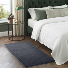 (60×120 cm – Bedside / Small, Grey) Short Pile Area Rugs- Non Slip Thick Rugs 600GSM Rubber Backing