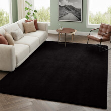 (200×290 cm – Large Lounge / Bedroom, Black) Short Pile Area Rugs- Non Slip Thick Rugs 600GSM Rubber Backing
