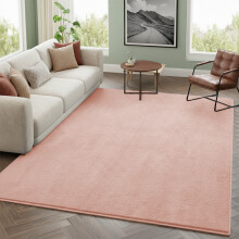 (200×290 cm – Large Lounge / Bedroom, Light Pink) Short Pile Area Rugs- Non Slip Thick Rugs 600GSM Rubber Backing