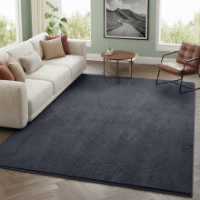 (200×290 cm – Large Lounge / Bedroom, Grey) Short Pile Area Rugs- Non Slip Thick Rugs 600GSM Rubber Backing
