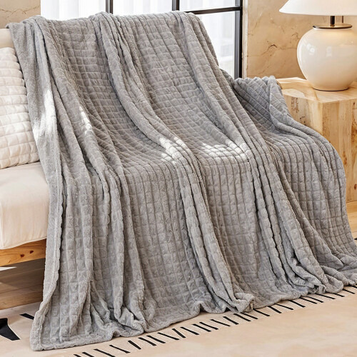 Living And Home 200x150cm Reversible Throw Blanket, Grey