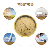 3Pcs Golden Analog Barometer Hygrometer Indoor Outdoor Weather Station