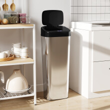 HOMCOM 50L Sensor Bin, Stainless Steel Slim Kitchen Bin, Fingerprint-Proof