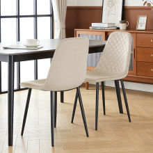 (Velvet Beige) 2PCS Dining Chairs Padded Seat Home
