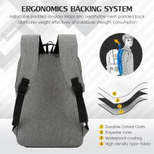 3-teiliges wasserabweisendes Laptop-Rucksack-Set mit USB-Ladeanschluss, 16 Zoll Fassungsvermögen, 45x28x15 cm