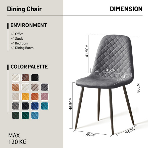 AINPECCA Set of 2 Dining Chairs PU Dark Grey Padded Kitchen 1