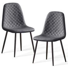 Set of 2 Dining Chairs PU Dark Grey Padded Kitchen