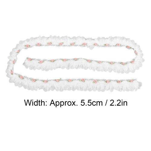 Weißes Spitzenband, Breite 5,5 cm, aus Polyester, mit Perlen bestickt 1