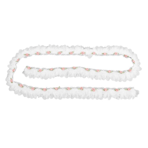 Weißes Spitzenband, Breite 5,5 cm, aus Polyester, mit Perlen bestickt 2
