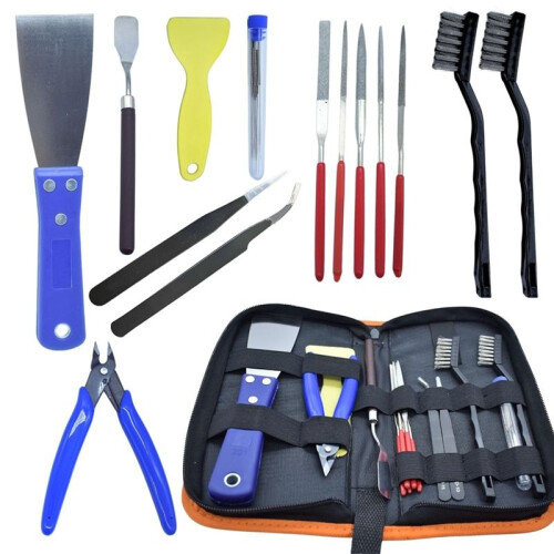 3D Printer Tool Kit,24pcs 3D Printer Nozzle Cleaning Tool Removal Tool Kit, Wire Brush, Wire Flush Cutter, Scraper Knife 1