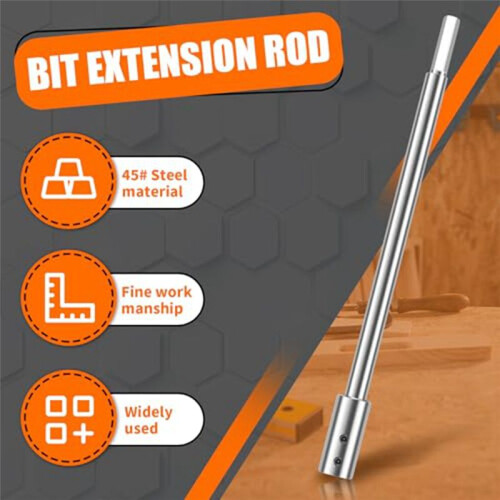 Extensão de Broca Forstner para Haste Redonda de 3/8 Polegadas, Extensor de Broca de Pá de Madeira de Aço de Alto Carbono 1 Peça 1