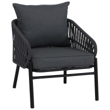 Sedia da giardino in alluminio MCW-P90, poltrona lounge da esterno, intreccio Rope/tessuto (180 g/m²) ~ antracite