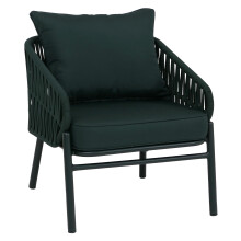Sedia da giardino in alluminio MCW-P90, poltrona lounge da esterno, intreccio Rope/tessuto (180 g/m²) ~ verde