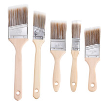 5Stk Künstler Flachpinsel Holzgriff Nylonhaar Beige Für
