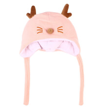 3Pièces Baby Hat Coton Rose Hiver Oreilles Et Bois Adorable