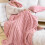 Living And Home 230x200cm Reversible Fluffy Striped Throw Blanket, Pink 1