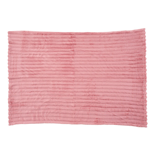 Living And Home 230x200cm Reversible Fluffy Striped Throw Blanket, Pink 2