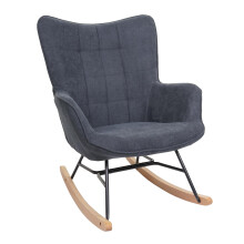 Sedia a dondolo nordica elegante MCW-K36 91x73x83cm legno metallo tessuto ~ antracite
