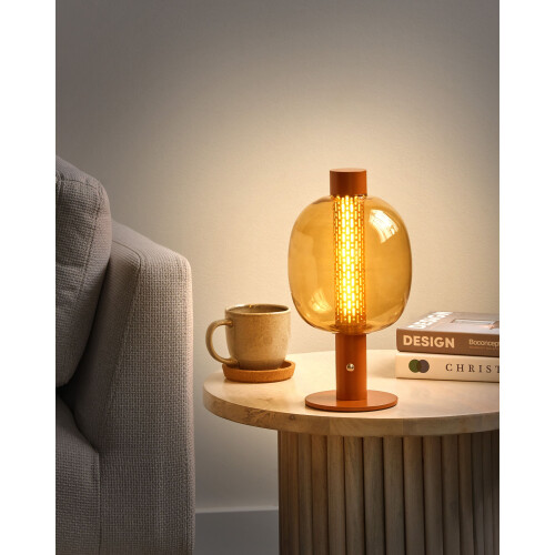 Beliani Wireless LED Table Lamp PULANGI with Dimmer Metal Brown 1