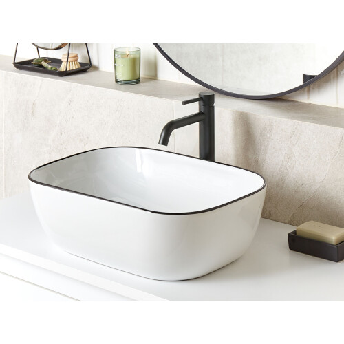 Beliani Countertop Basin XERT 460 x 330 mm Ceramic White 1
