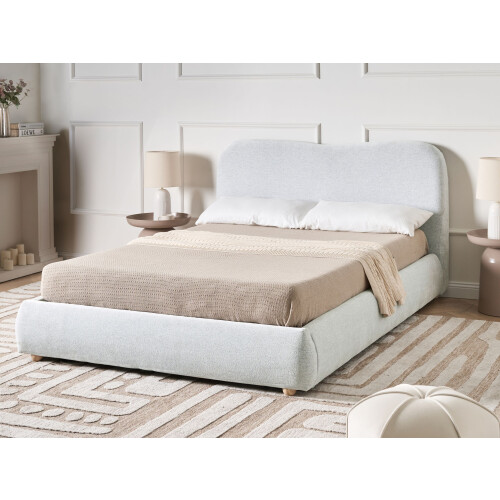 Beliani Ottoman Bed BLAGNAC Fabric Light Grey 140 x 200 cm (EU Double) 1