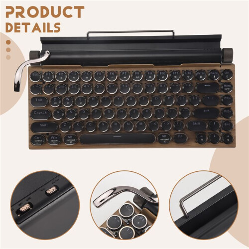 Retro Typewriter Keyboard Wireless  Mechanical Keyboards 83 Keys Computer Keyboard for Laptop PC Gaming 2