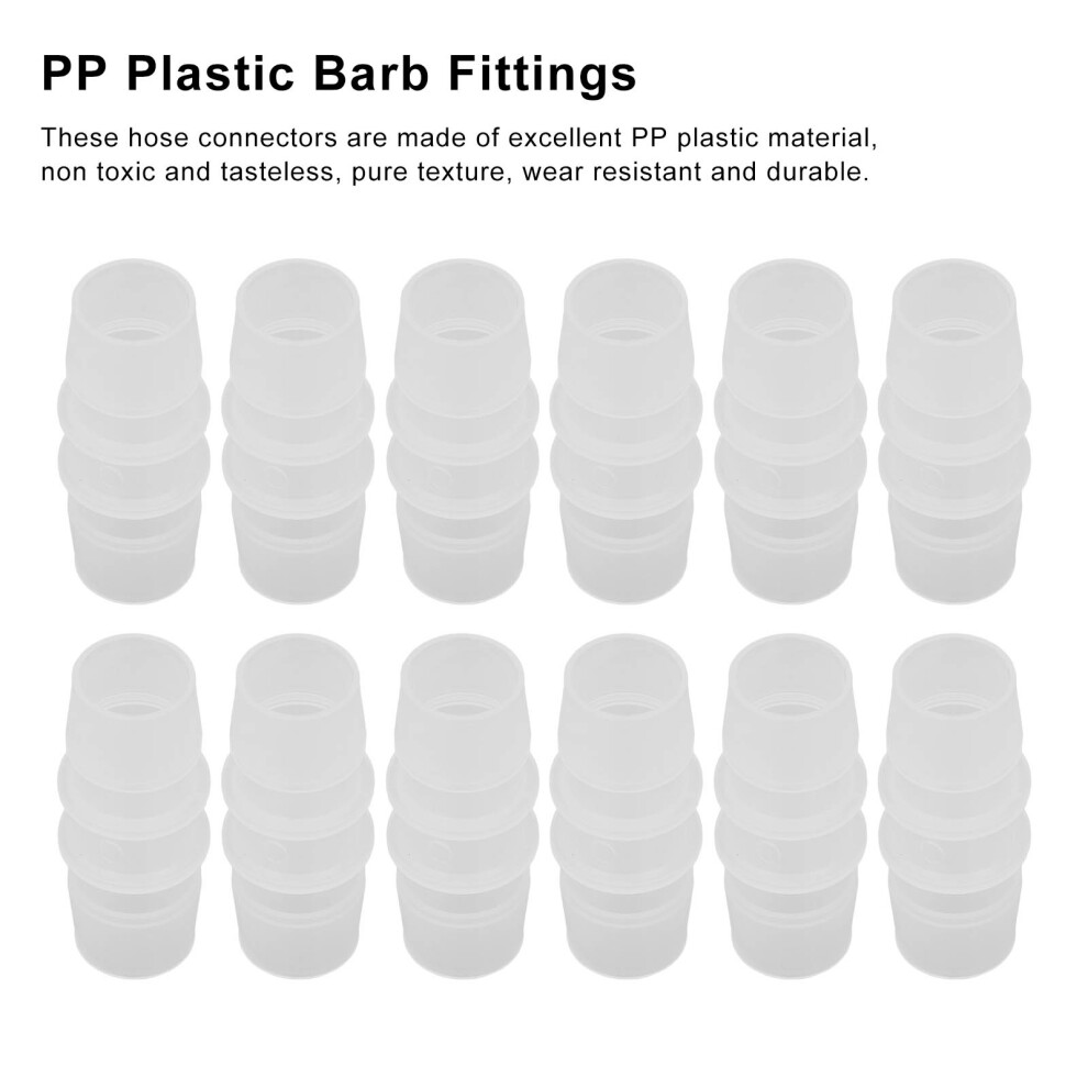 12PCS PP Equal Barb Hose Connectors