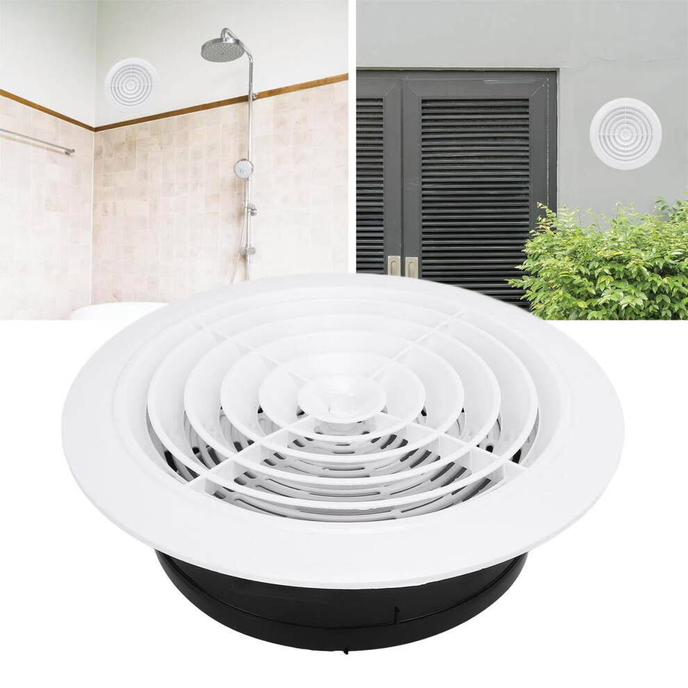 200Mm White Abs Louver Round Wall Air Vent For Bathroom, Kitchen, Office 6931384312530