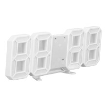 3D LED Wall Clock Pink, White Frame, Digital Timer & Temp