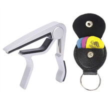 5-Teiliges/Set Metall-Capo PU-Aufbewahrungstasche Plektrum-Set Universelles Zubehör für Saiteninstrumente Geeignet für Gitarre, Ukulele, Bass