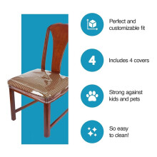 Plastic Chair Covers, Plastic Covers for Dining Chairs, Chair Protector, Vinyl, Waterproof for Cushion, Cats 4 Pack