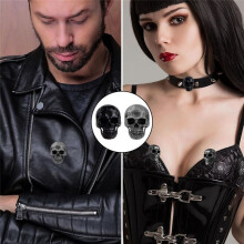 6pcs Skull Rivets Studs for Clothing, Gothic Style Skull Buttons Screws with Drilling Tool, 3D Skeleton Pins