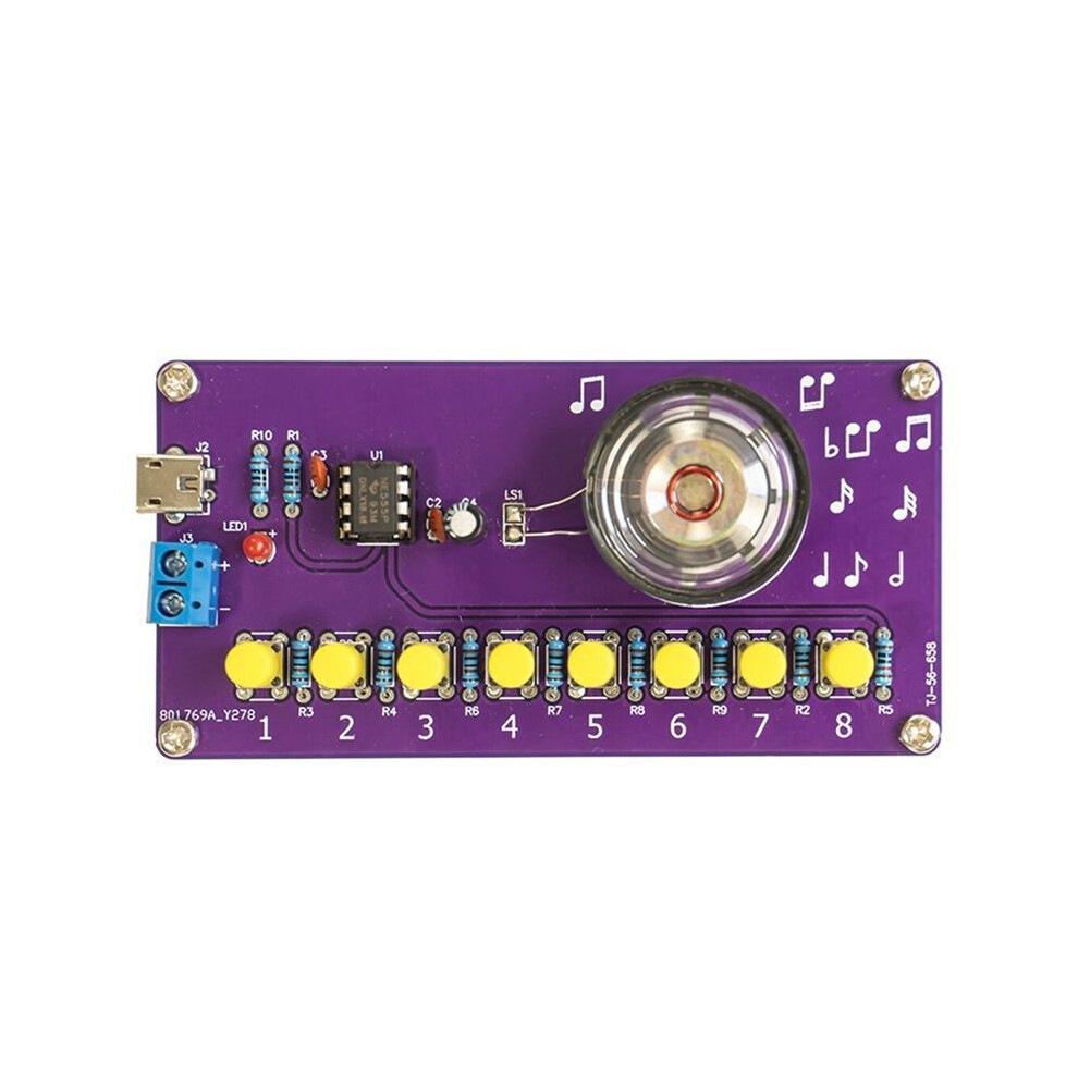 Ne555 Electronic Piano Kit 8 Steps Musical Note Fun Diy Soldering Practice Circuit Board Loose Parts 6031399497731