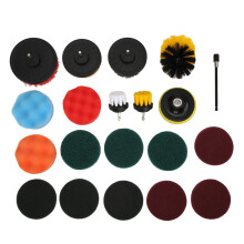 Buffing Pads Drill Brush Attachments Set, 20PCS Multi Functional Power Scrubber Brushes With Extend Rod For Home And Car Use